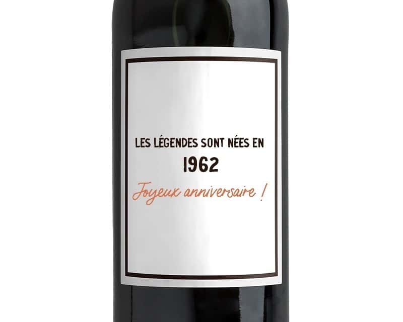 Bouteille de vin rouge message générique année 1962