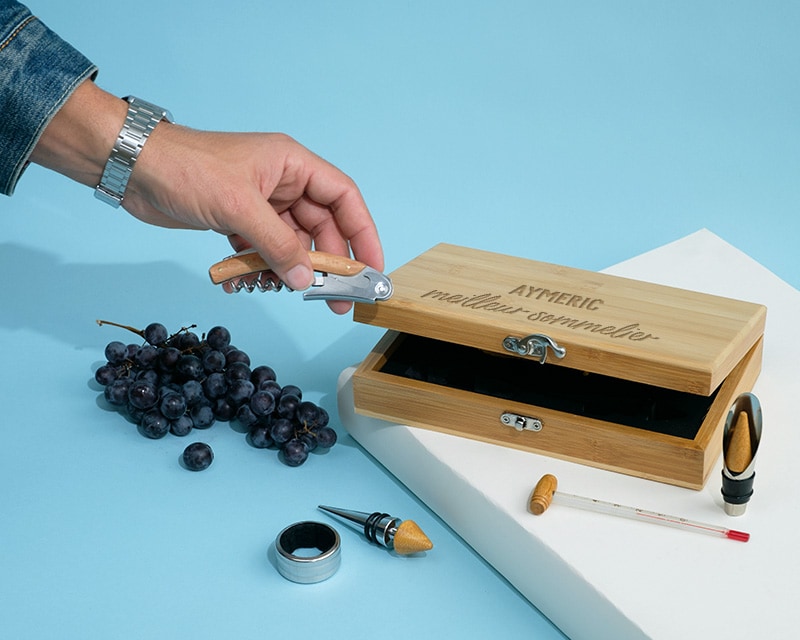 Coffret sommelier personnalisé - 5 accessoires - Texte