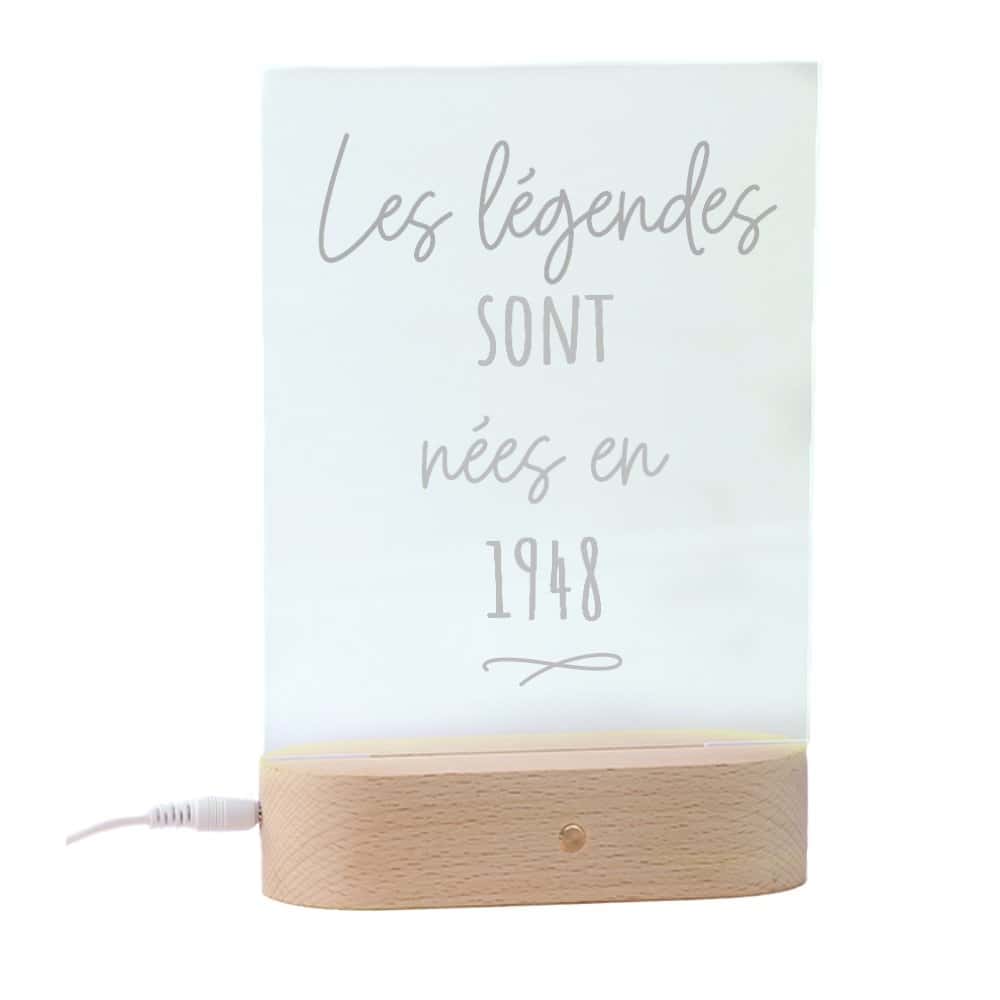 lampe 3d plexi prénom et message homme né en 1948