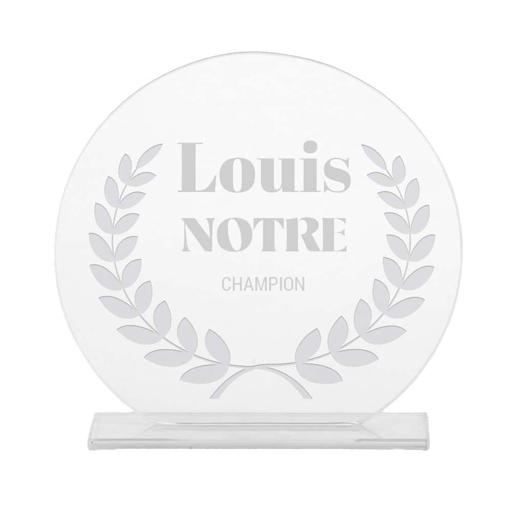 Trophée en verre personnalisé pour un Louis