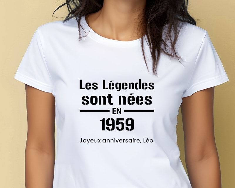 Tee shirt personnalisé femme - Les Légendes sont nées en 1959