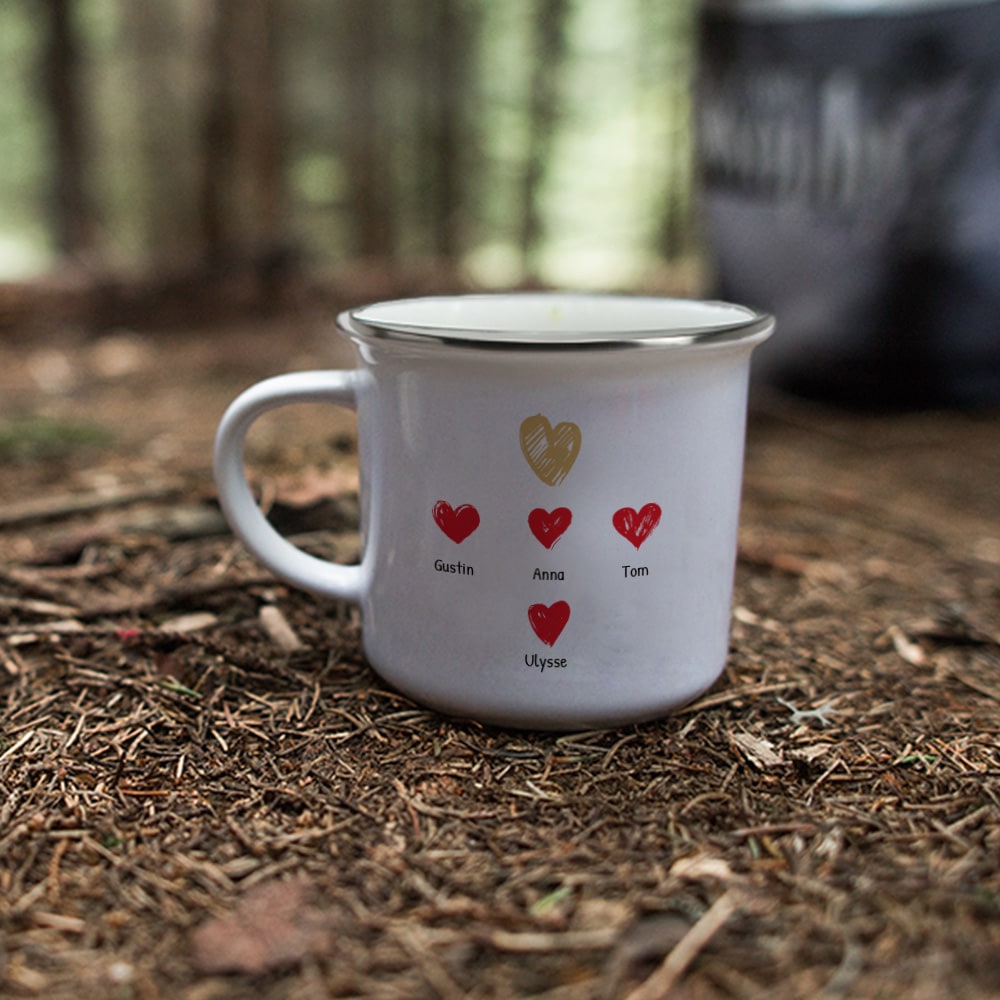 Mug personnalisé émaillé - Papi et ses petits coeurs