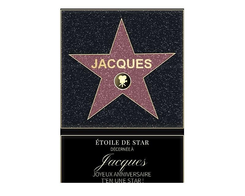 Affiche etoile de star personnalisée pour un Jacques