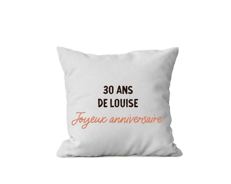 Coussin message personnalisable femme 30 ans