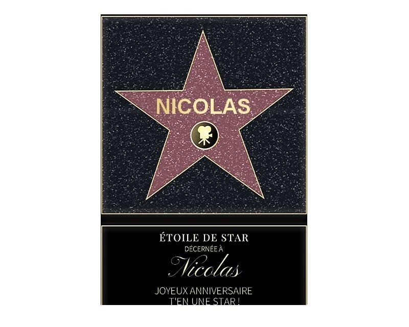 Affiche etoile de star personnalisée pour un Nicolas