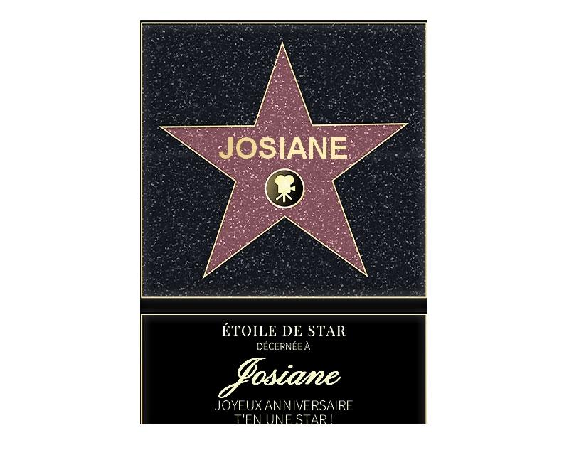 Affiche etoile de star personnalisée pour une Josiane