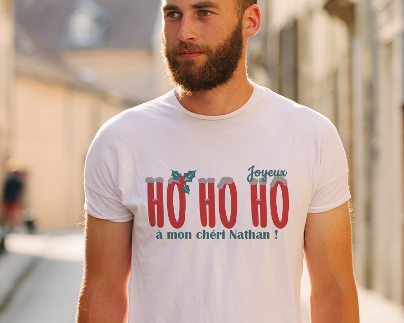 T-shirt homme personnalisé Noël - Ho Ho Ho !