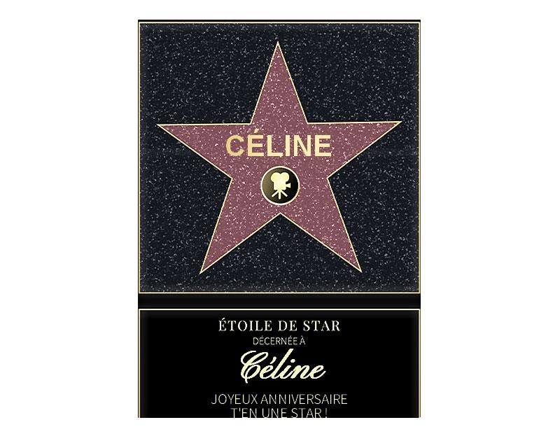 Affiche etoile de star personnalisée pour une Céline