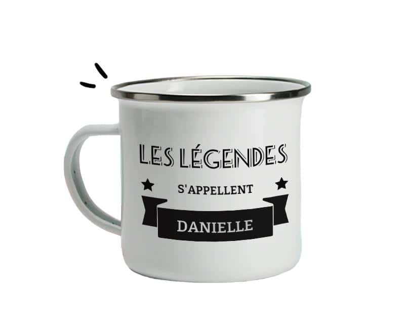 Mug émaillé légende personnalisé pour une Danielle