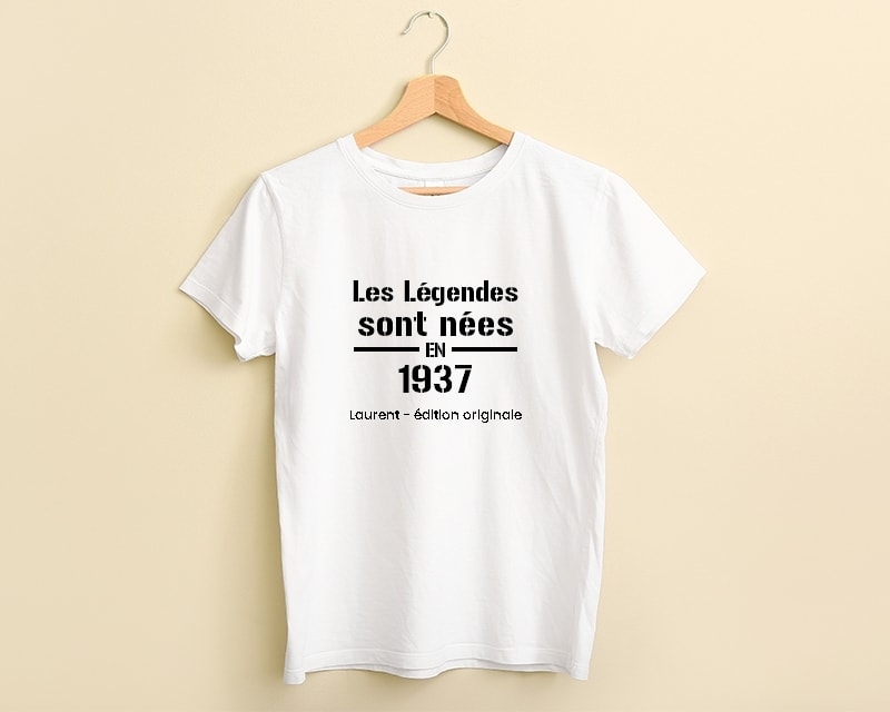 Tee shirt personnalisé femme - Les Légendes sont nées en 1937