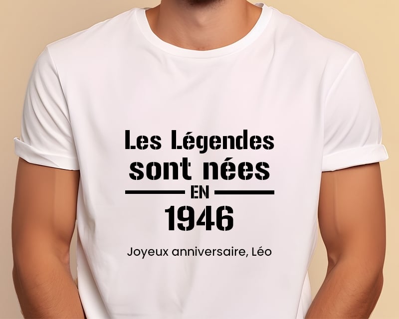 Tee shirt personnalisé homme - Les Légendes sont nées en 1946