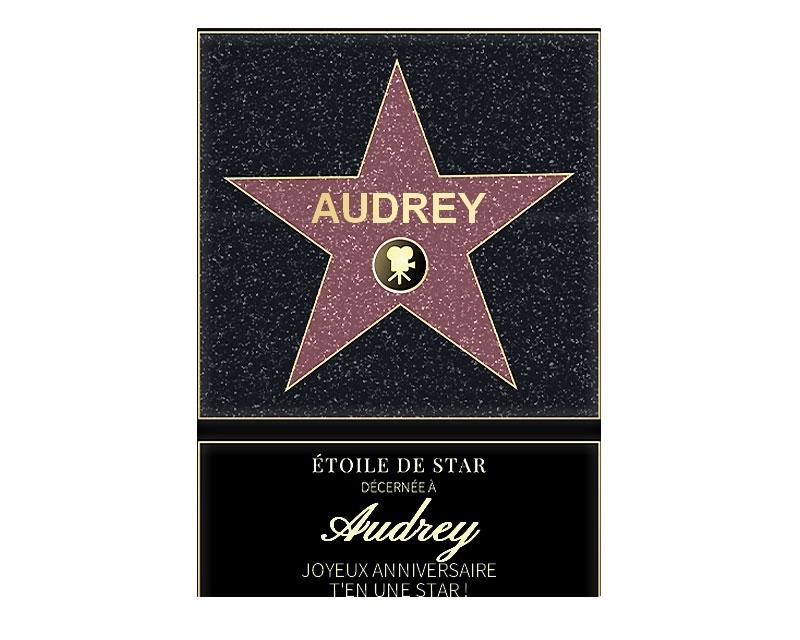 Affiche etoile de star personnalisée pour une Audrey