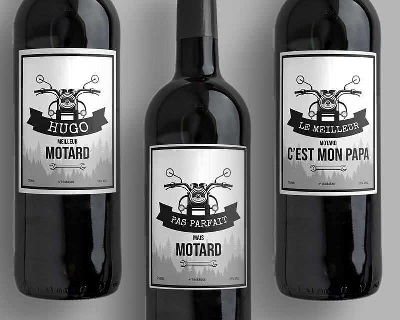 Bouteille de vin de Bordeaux personnalisée prénom - Moto