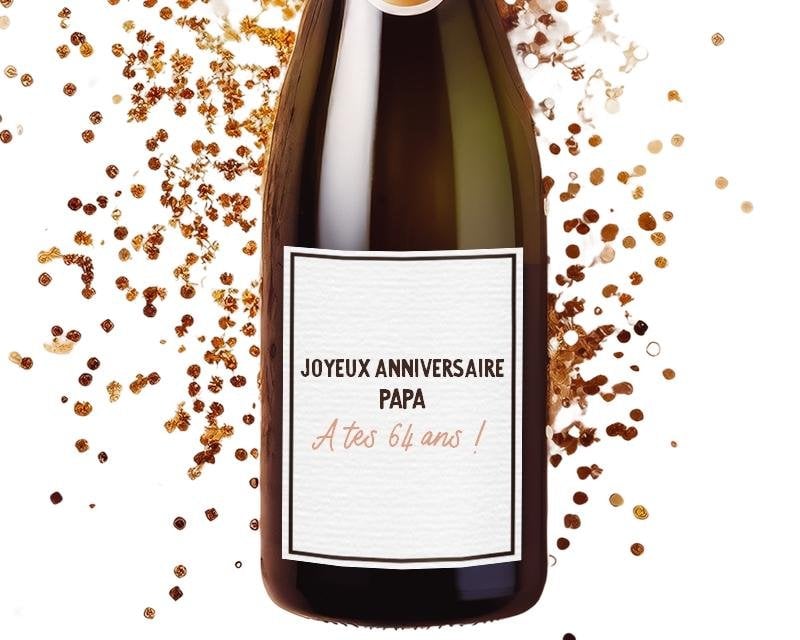 Bouteille de champagne message papa 64 ans