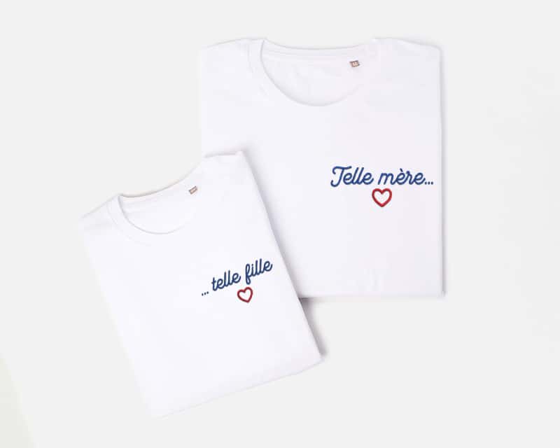 T-shirts brodés Maman et Enfant - Coeur