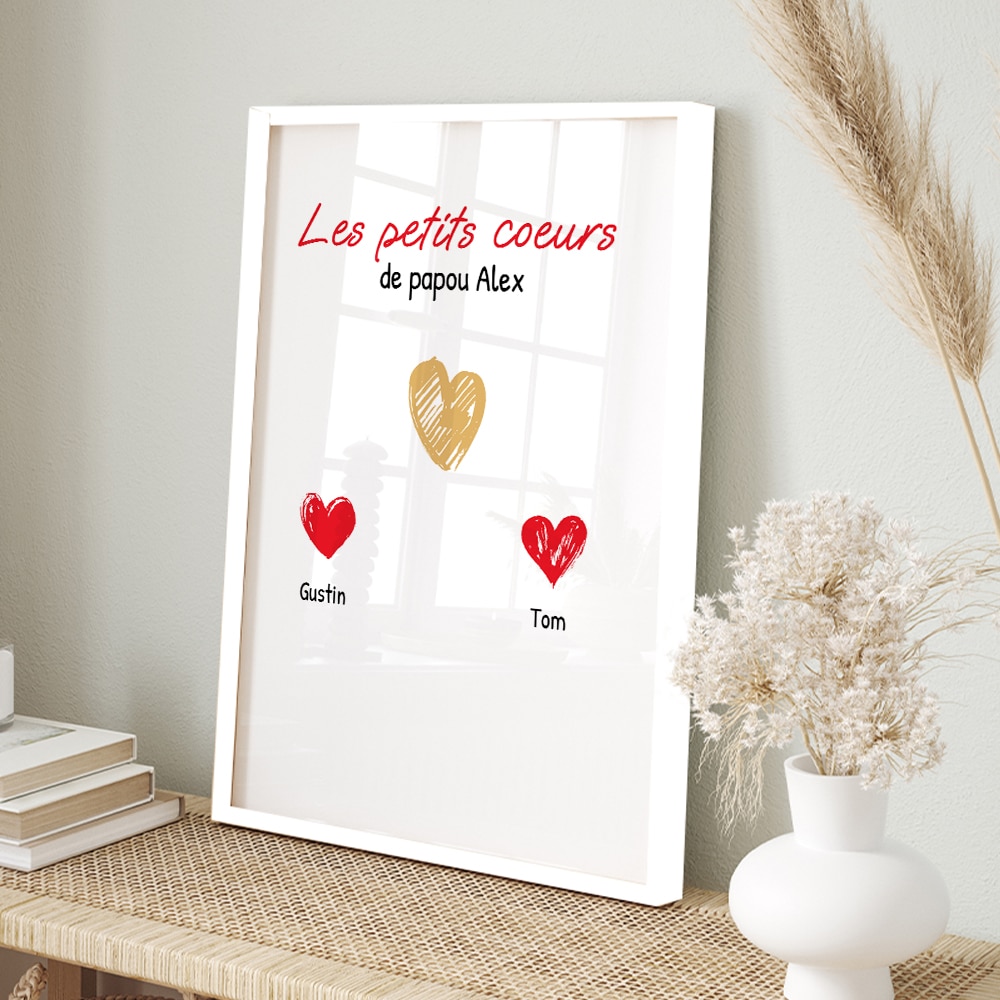 Affiche personnalisée - Papa et ses petits coeurs