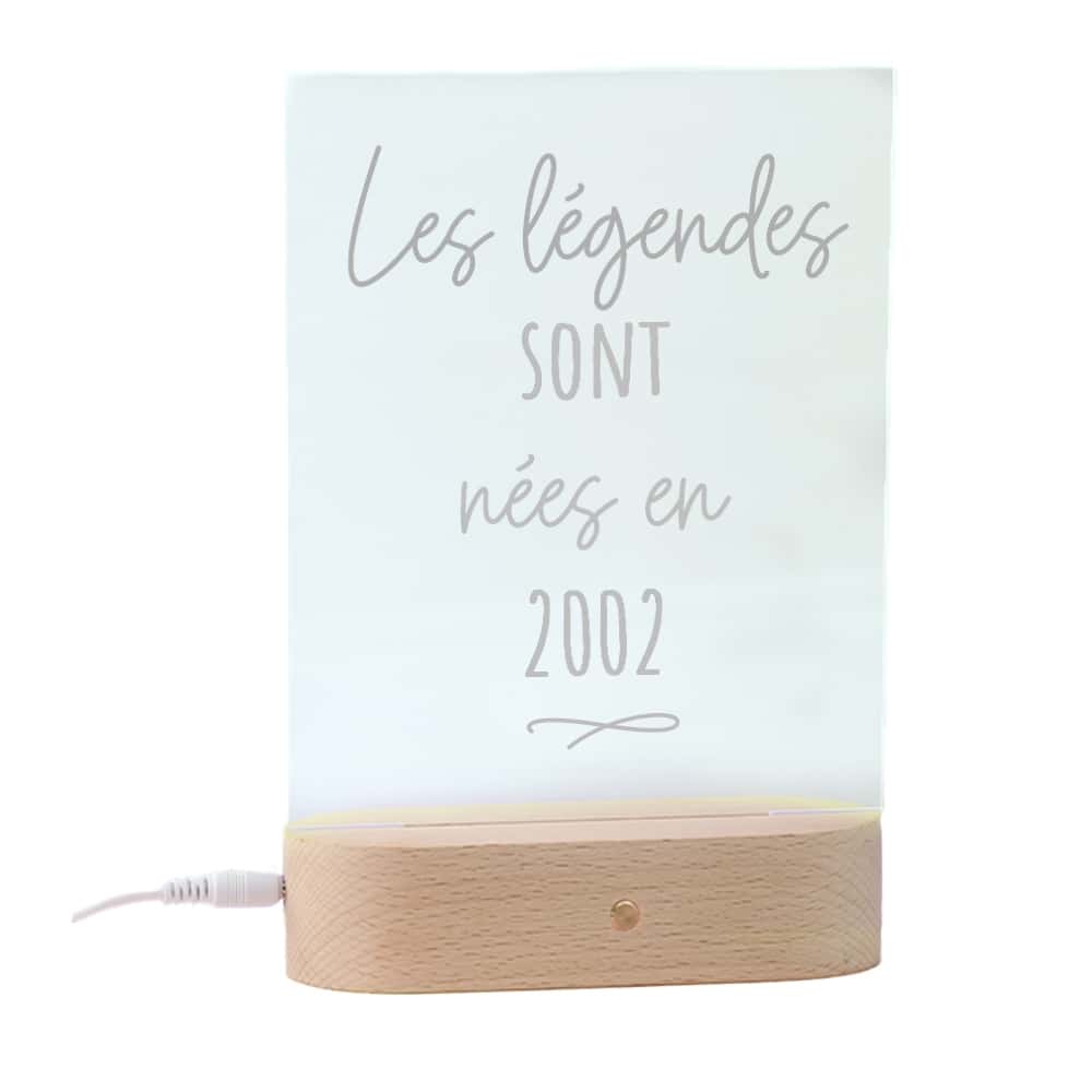 Lampe 3d plexi prénom et message année 2002