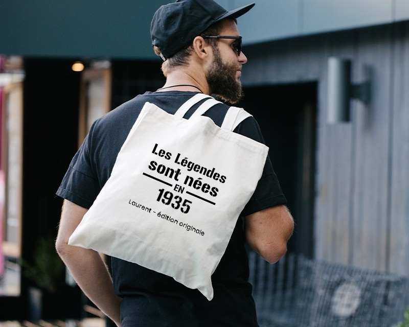 Tote bag personnalisé - Les Légendes sont nées en 1935