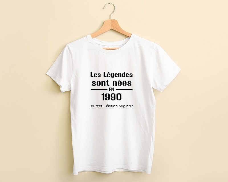 Tee shirt personnalisé femme - Les Légendes sont nées en 1990