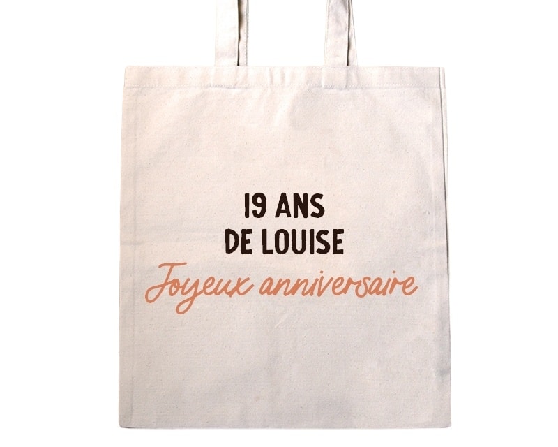 Tote bag avec message femme 19 ans