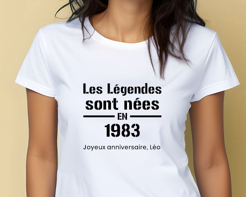 Tee shirt personnalisé femme - Les Légendes sont nées en 1983
