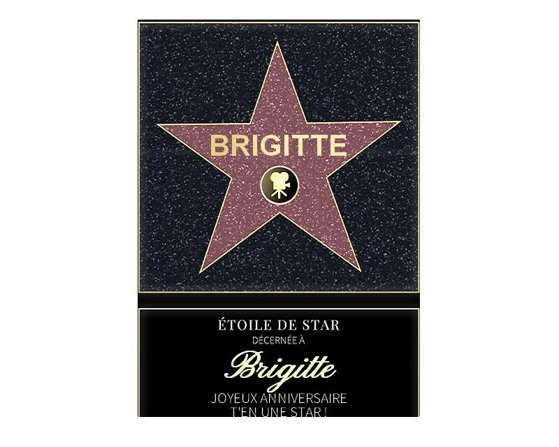 Affiche etoile de star personnalisée pour une Brigitte