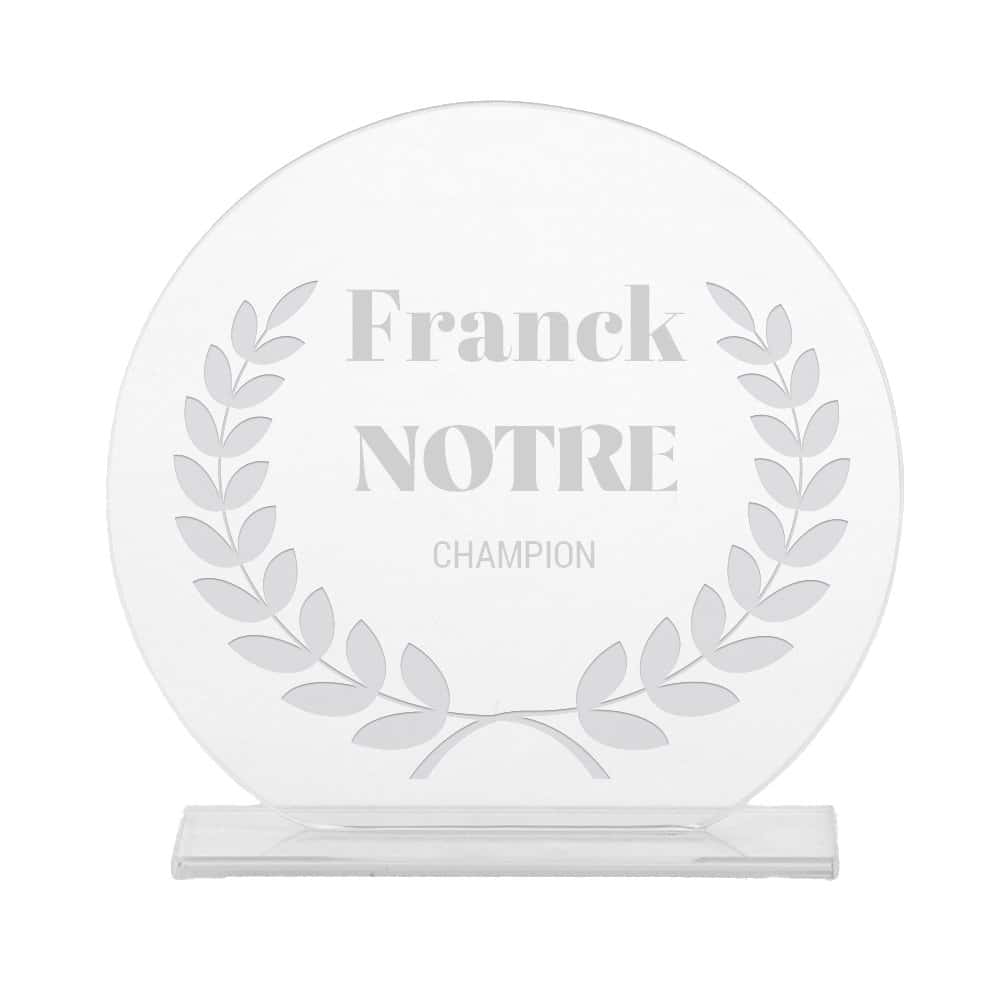 Trophée en verre personnalisé pour un Franck