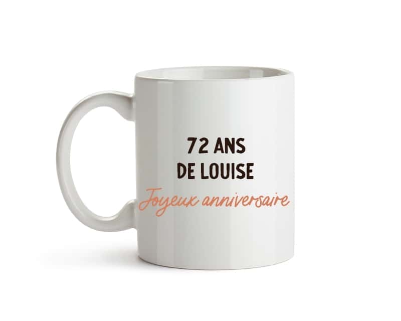 Mug avec message personnalisé femme 72 ans