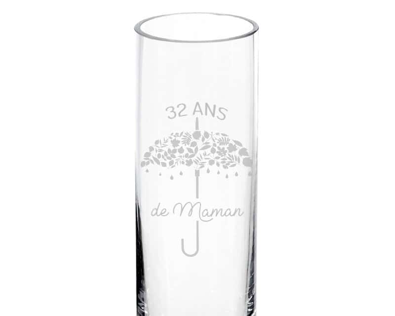 Vase cylindrique je t'aime maman 32 ans