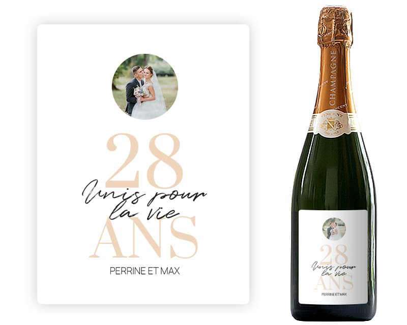 Bouteille de champagne personnalisée anniversaire de mariage - Noces de Nickel