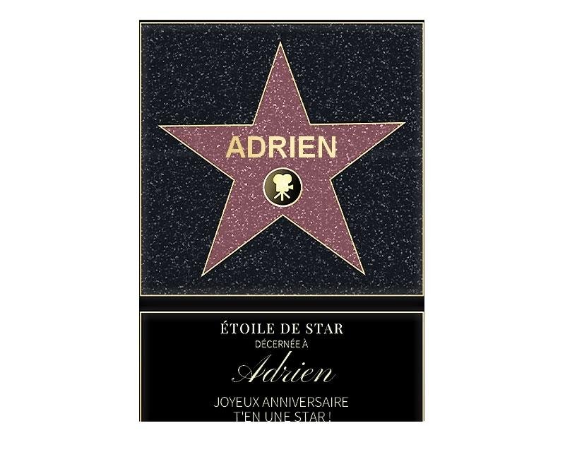 Affiche etoile de star personnalisée pour un Adrien