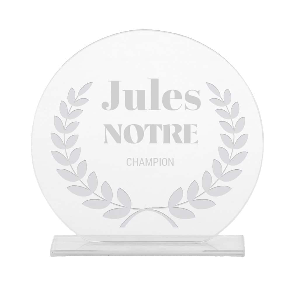 Trophée en verre personnalisé pour un Jules