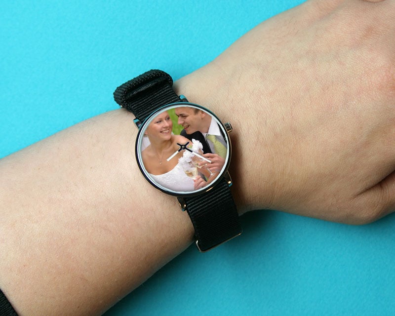 Montre noire Personnalisable - Cadran Photo