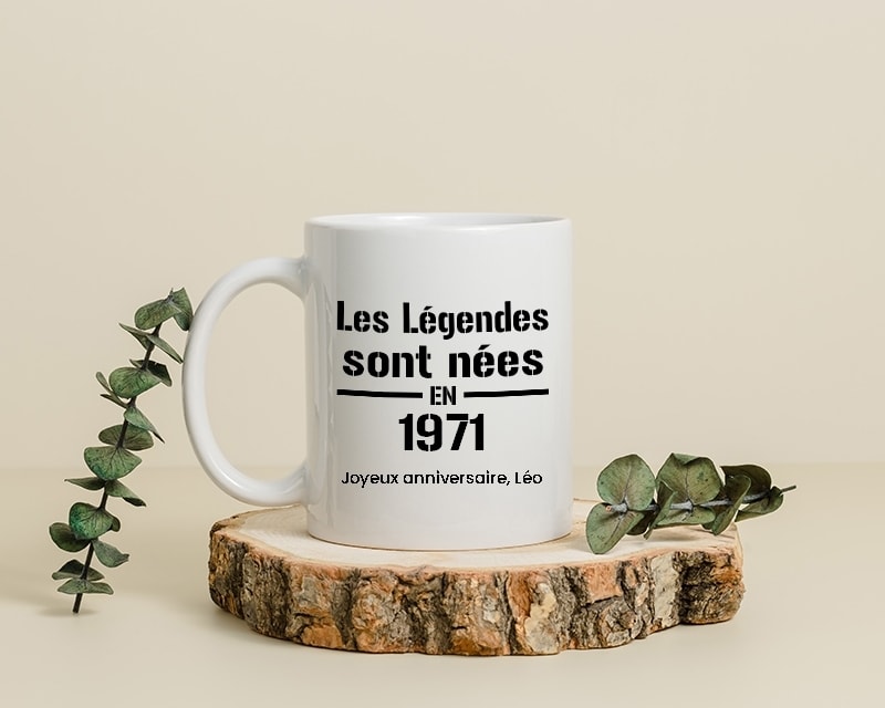 Mug personnalisé - Les Légendes sont nées en 1971