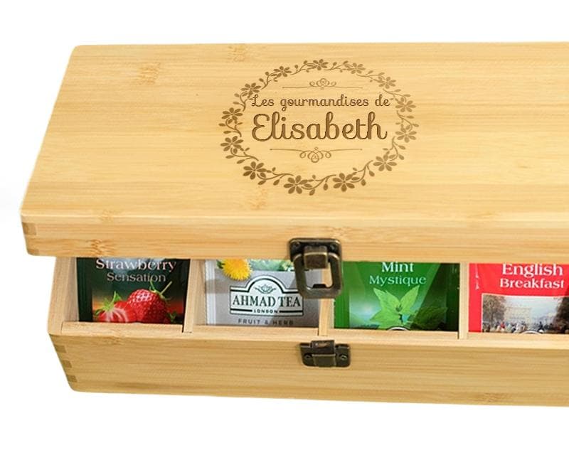 Boîte à thé en bois personnalisée pour une Elisabeth