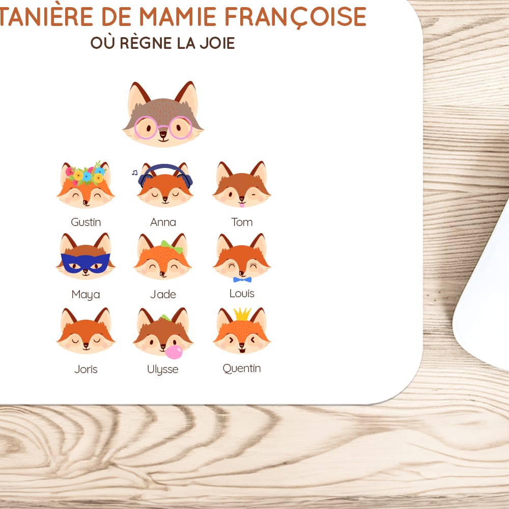 Tapis de souris personnalisé - Mamie Renard et sa meute