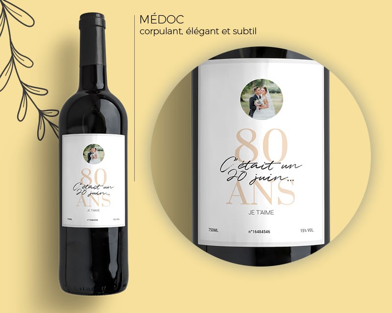 Bouteille de vin personnalisée anniversaire de mariage - Noces de Chêne