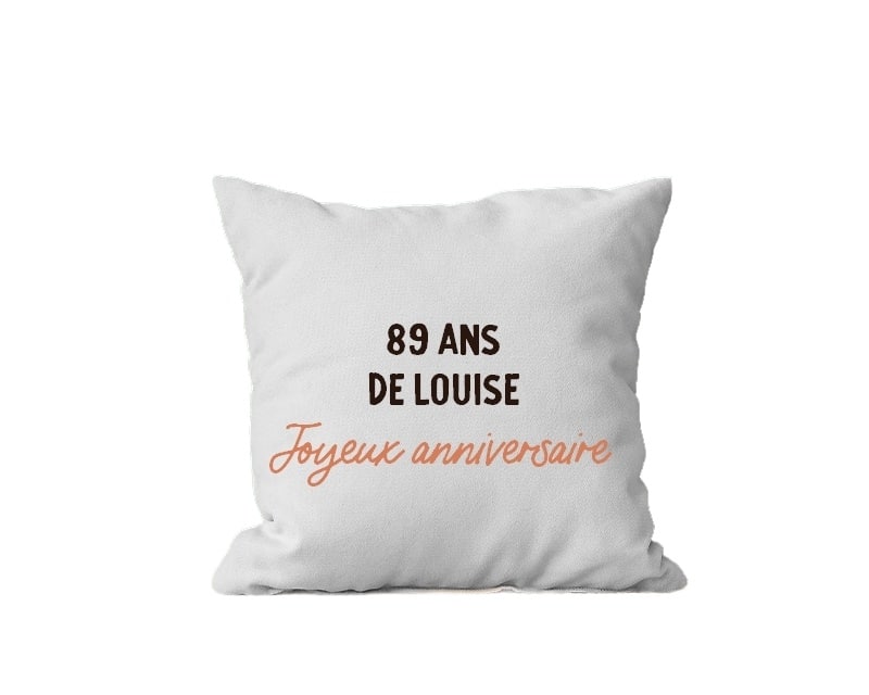 Coussin message personnalisable femme 89 ans