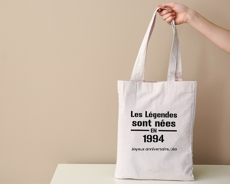 Tote bag personnalisé - Les Légendes sont nées en 1994