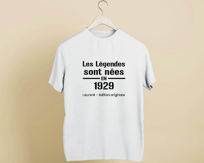 Tee shirt personnalisé homme - Les Légendes sont nées en 1929