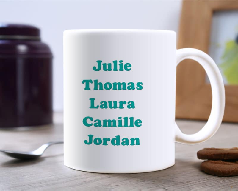 Mug personnalisé prénoms - Coeur Famille