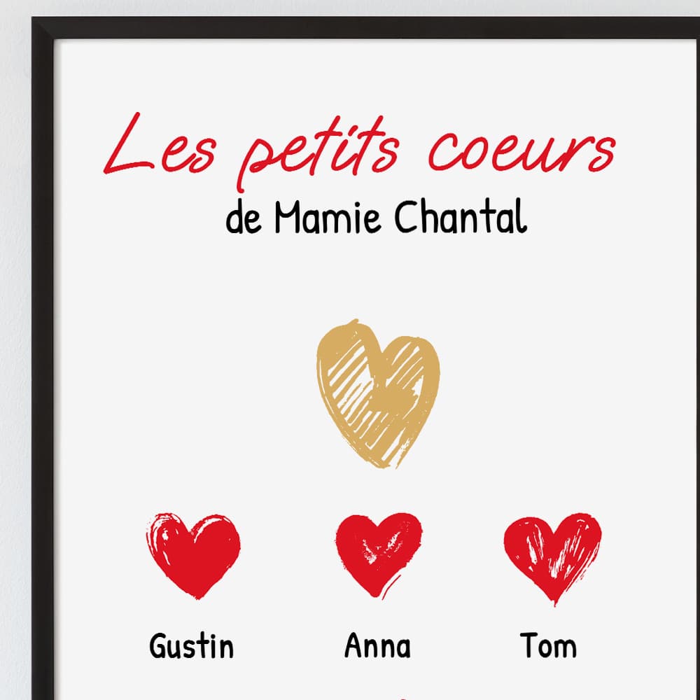 Affiche personnalisée - Mamie et ses petits coeurs