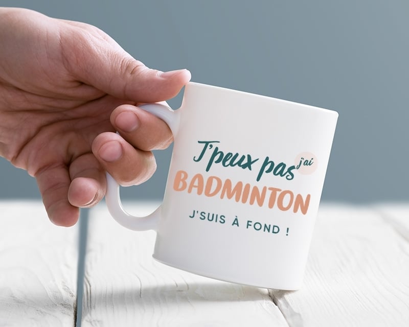 Mug personnalisé - J'peux pas j'ai badminton