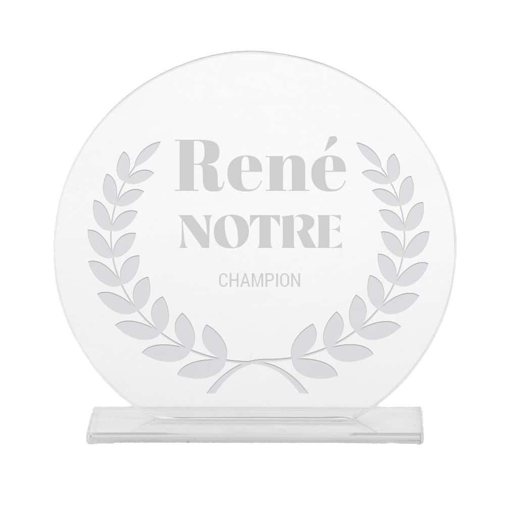 Trophée en verre personnalisé pour un René