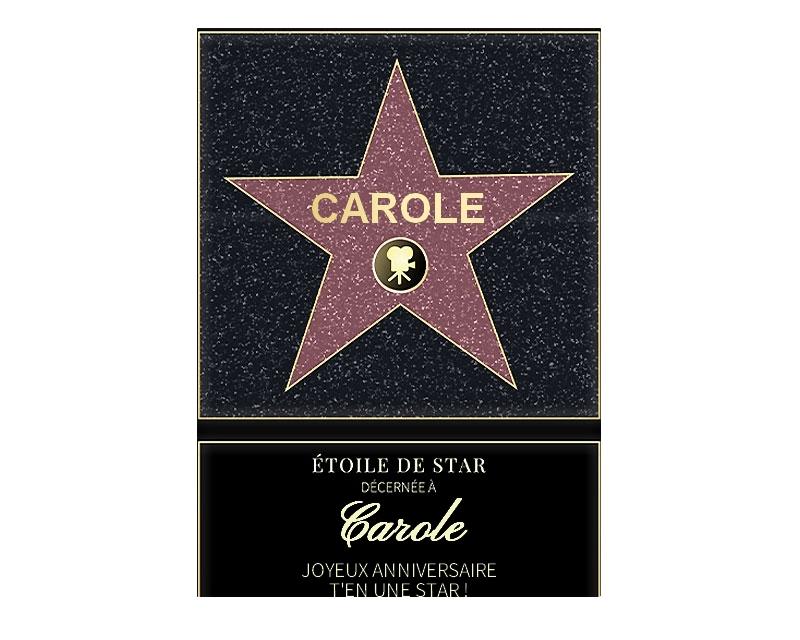 Affiche etoile de star personnalisée pour une Carole