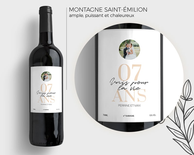 Bouteille de vin personnalisée anniversaire de mariage - Noces de Laine