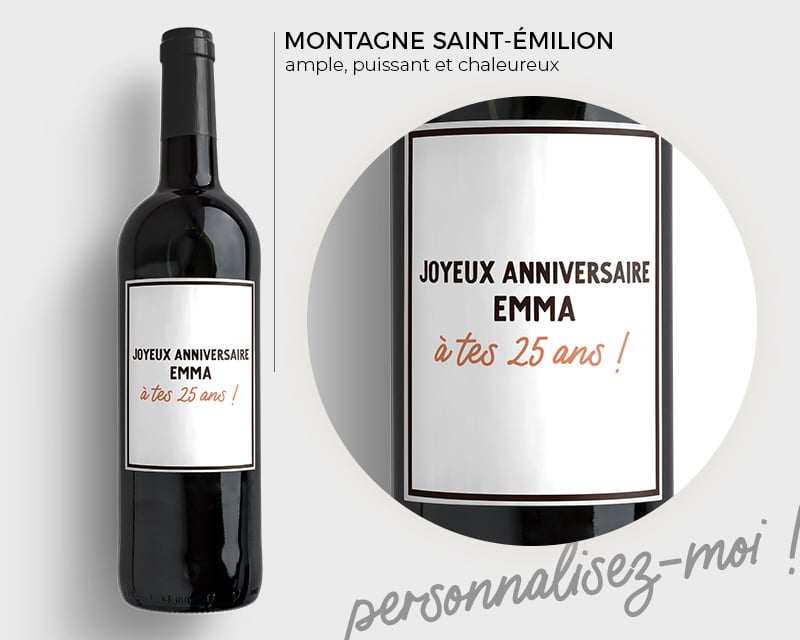 Bouteille de vin rouge message papa 20 ans