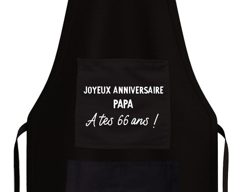 Tablier noir message papa 66 ans