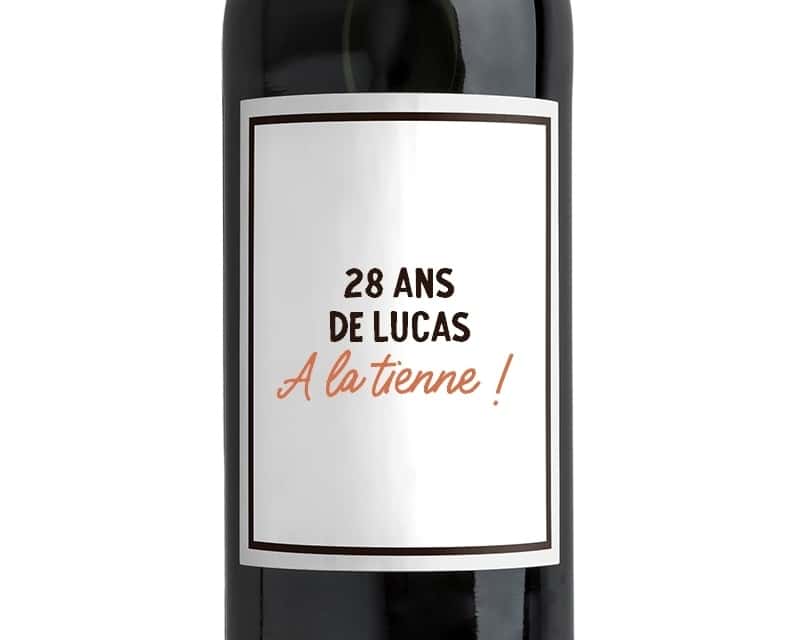 Bouteille de vin personnalisable homme 28 ans