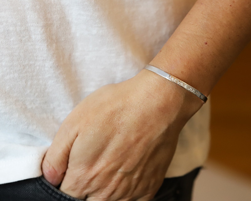 Bracelet Jonc gravé en Argent véritable